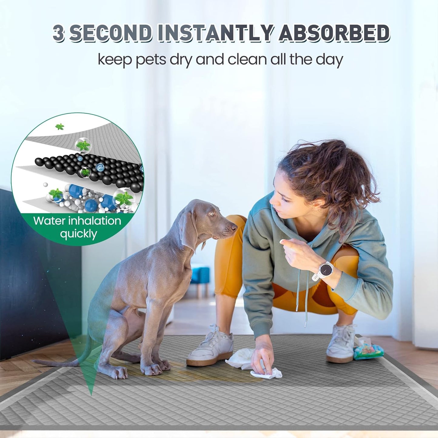 Pet Training Pads-50 Pcs Leak-Proof Surface Quick-Dry
